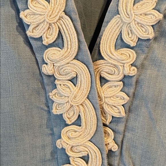 Tommy Bahama Chambray Embroidered Halter Dress with Detailing, Tencel, Size M - Picture 5 of 12